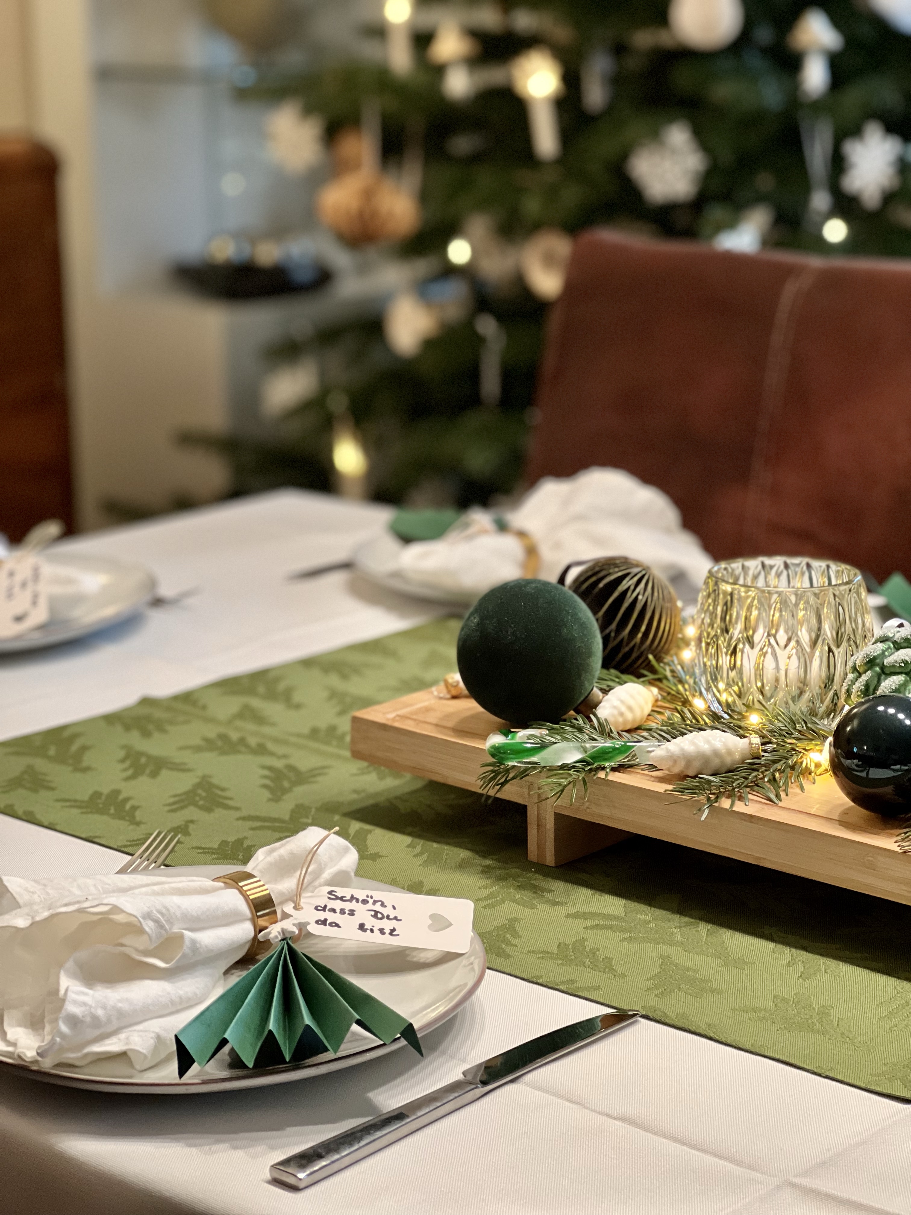 Tischdeko – Weihnachten grün und weiß – Elly´s Do it yourself